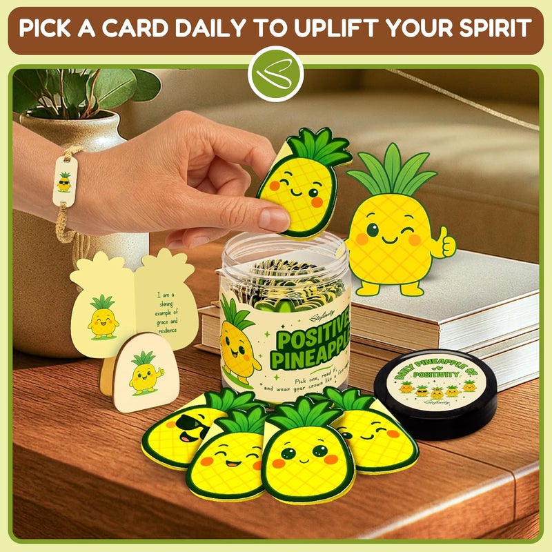 STOFINITY Positive Pineapple Gifts For Women - Jar Of Daily Affirmation Cards For Men, Unique Inspirational Gifts For Women Coworkers, Cute Motivational Teenage Girl Gift For Birthday, Christmas - Image 4